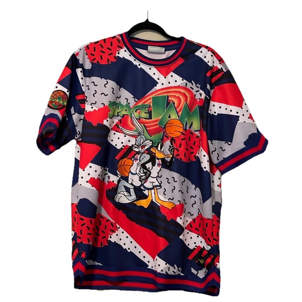 Space Jam Shirt Mens XL Multicolor Bugs Bunny Daffy Duck Looney Embroidered
